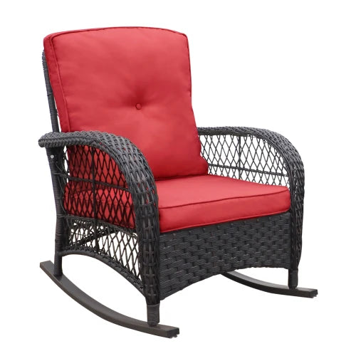 Three Piece Outdoor Wicker Patio Bistro Set With Glass Top Side Table