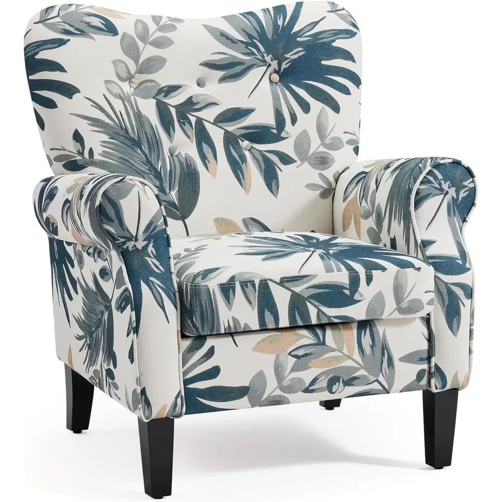 Accent Chair High Back Armchair Upholstered Wooden Legs