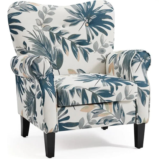 Accent Chair High Back Armchair Upholstered Wooden Legs