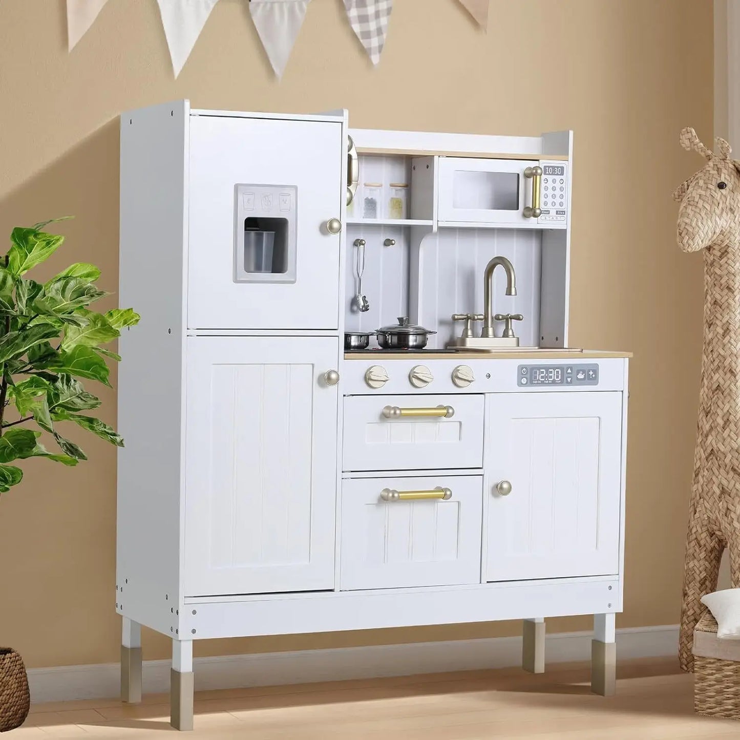 AuAgHign-concerned Wooden Kids Kitchen Set With Light and Sound