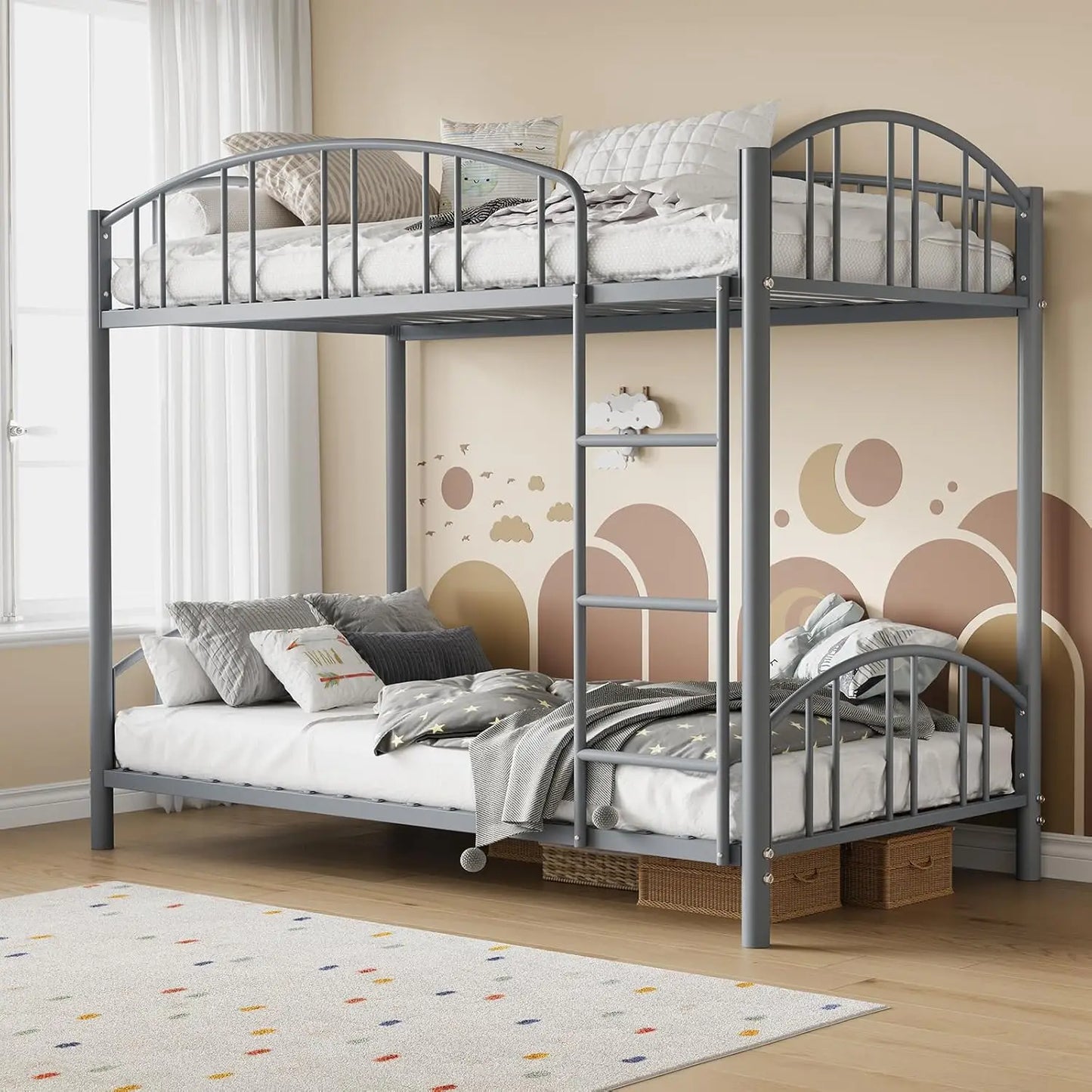 HiMISSH Metal Bunk Bed Twin Over Twin Safety Ladder