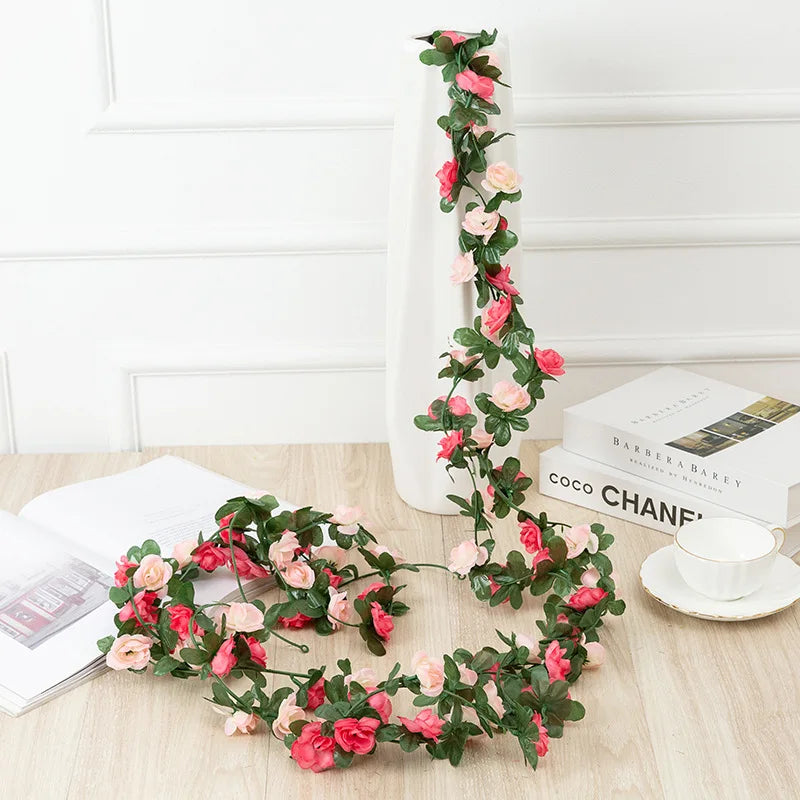 Silk Rose Vine Garland For Wedding Decoration