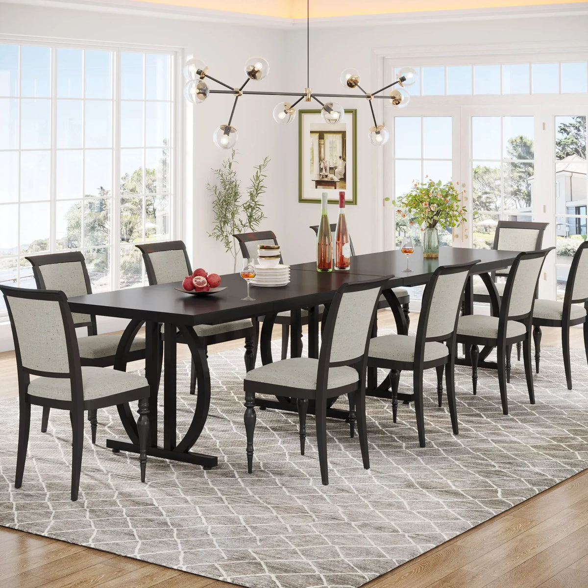 Tribesigns Modern Wooden Dining Table With Heavy Metal Frame
