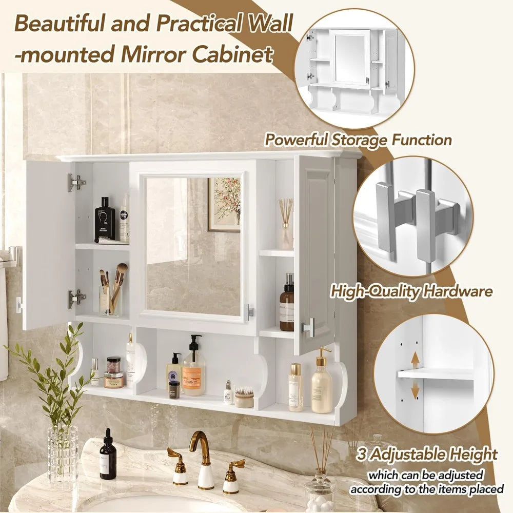 Bathroom Wall Cabinet With Mirror And Open Shelves