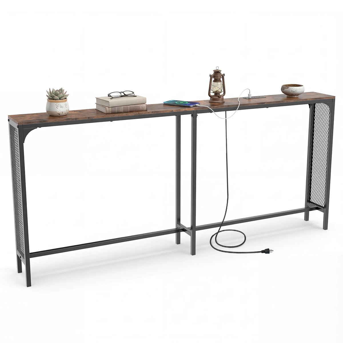 HOMASIS Console Table With Power Outlet For Hallway Foyer