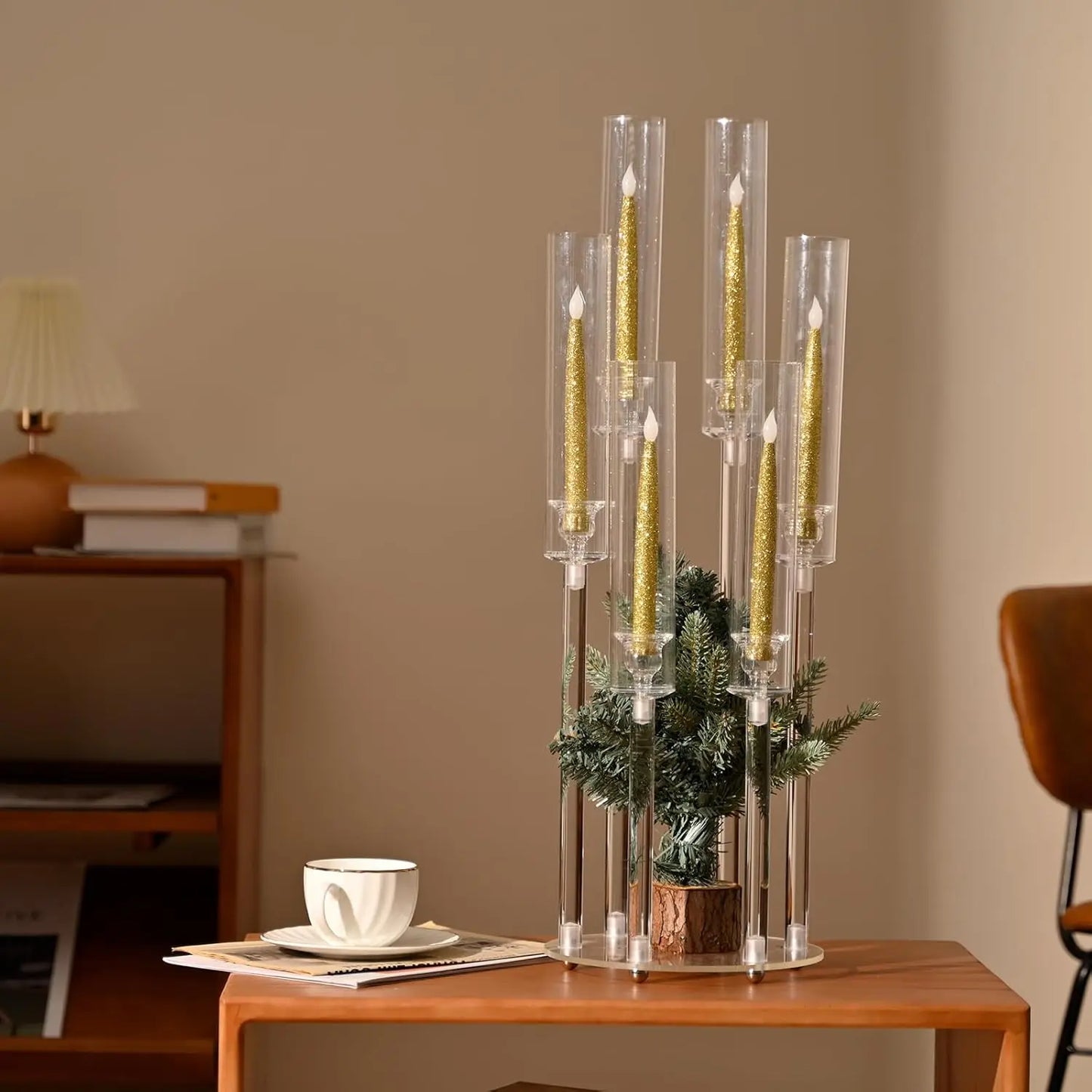 NONECN Acrylic Candelabra 6 Arm Taper Candle Holders