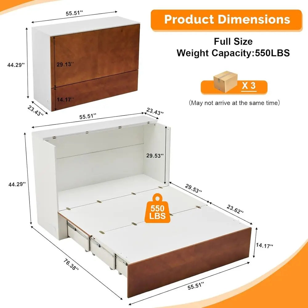 MKDK Murphy Bed With Storage And Dual Charging Station