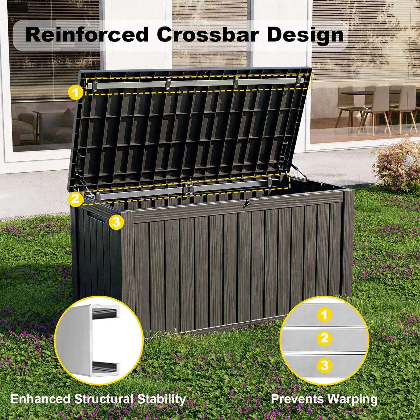 Waterproof Outdoor Resin Storage Box Lockable Patio Garden