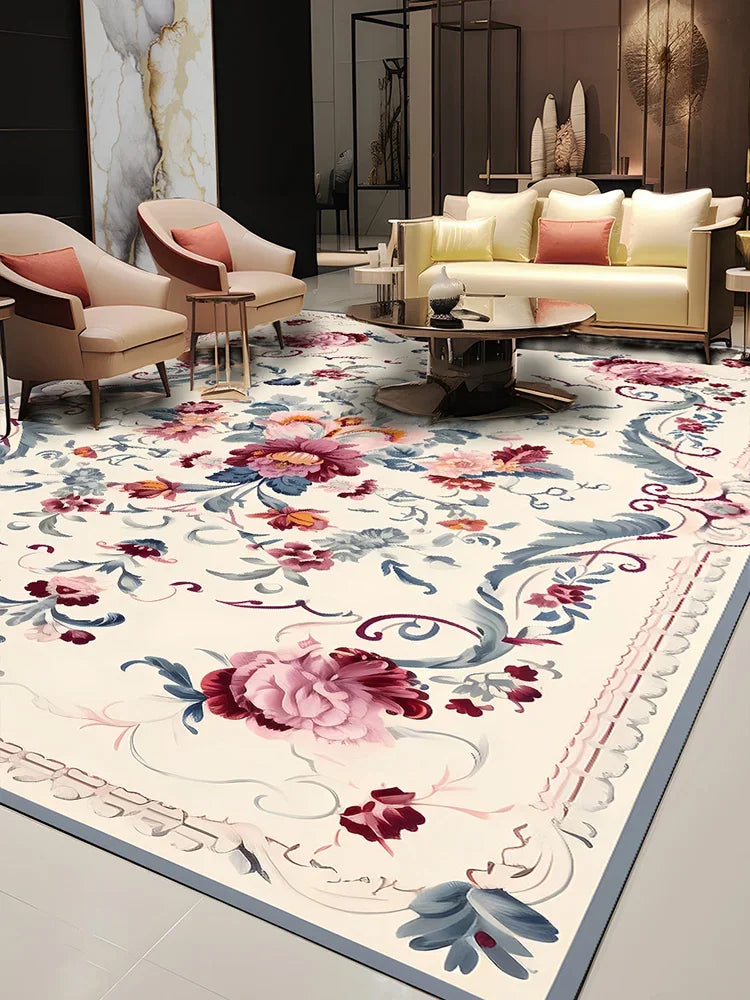 Pastoral Style Polyester Floor Rug for Living Room Bedroom