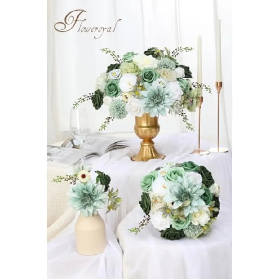 Artificial Silk Flowers Dahlias And Roses Bouquet Mix