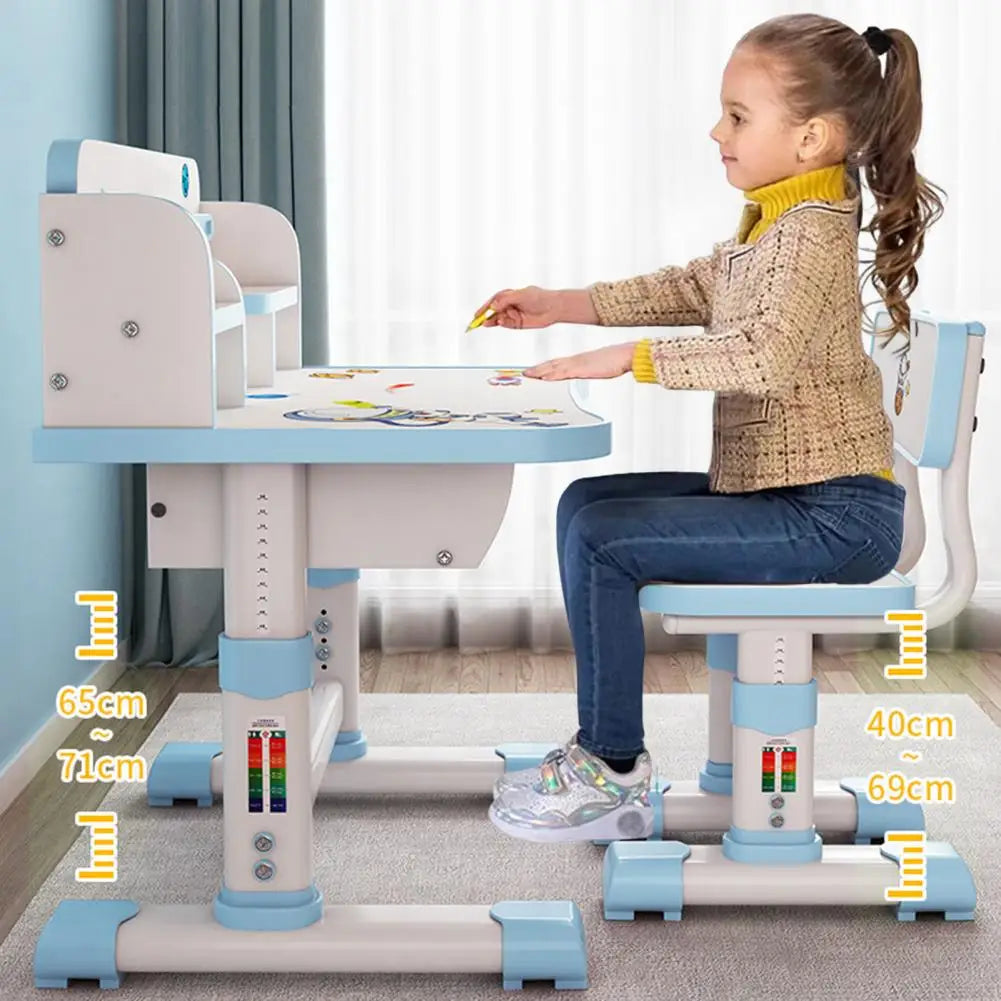Kids Functional Desk And Chair Set With Writing Board