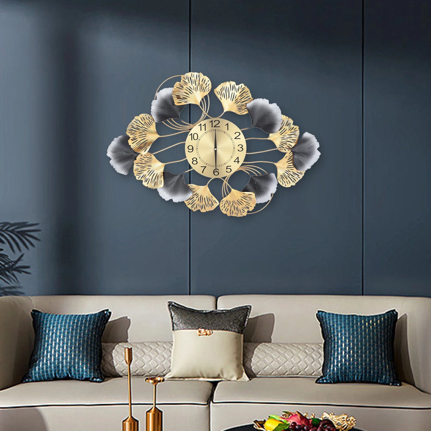 Modern Wall Clock Living Room Decor Luxury Gold Finish