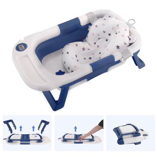 Baby Bathtub With Soft Cushion And Thermometer Portable Tub