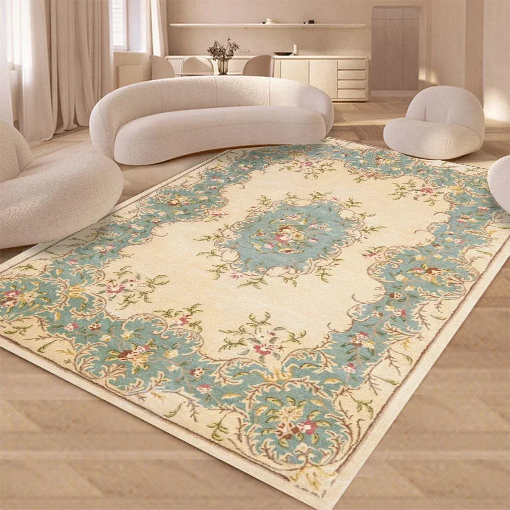 Vintage Rustic Rose Rug Shabby Floral Floor Carpet
