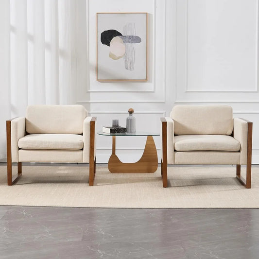 DAFIFY French Country Linen Accent Club Armchair Set