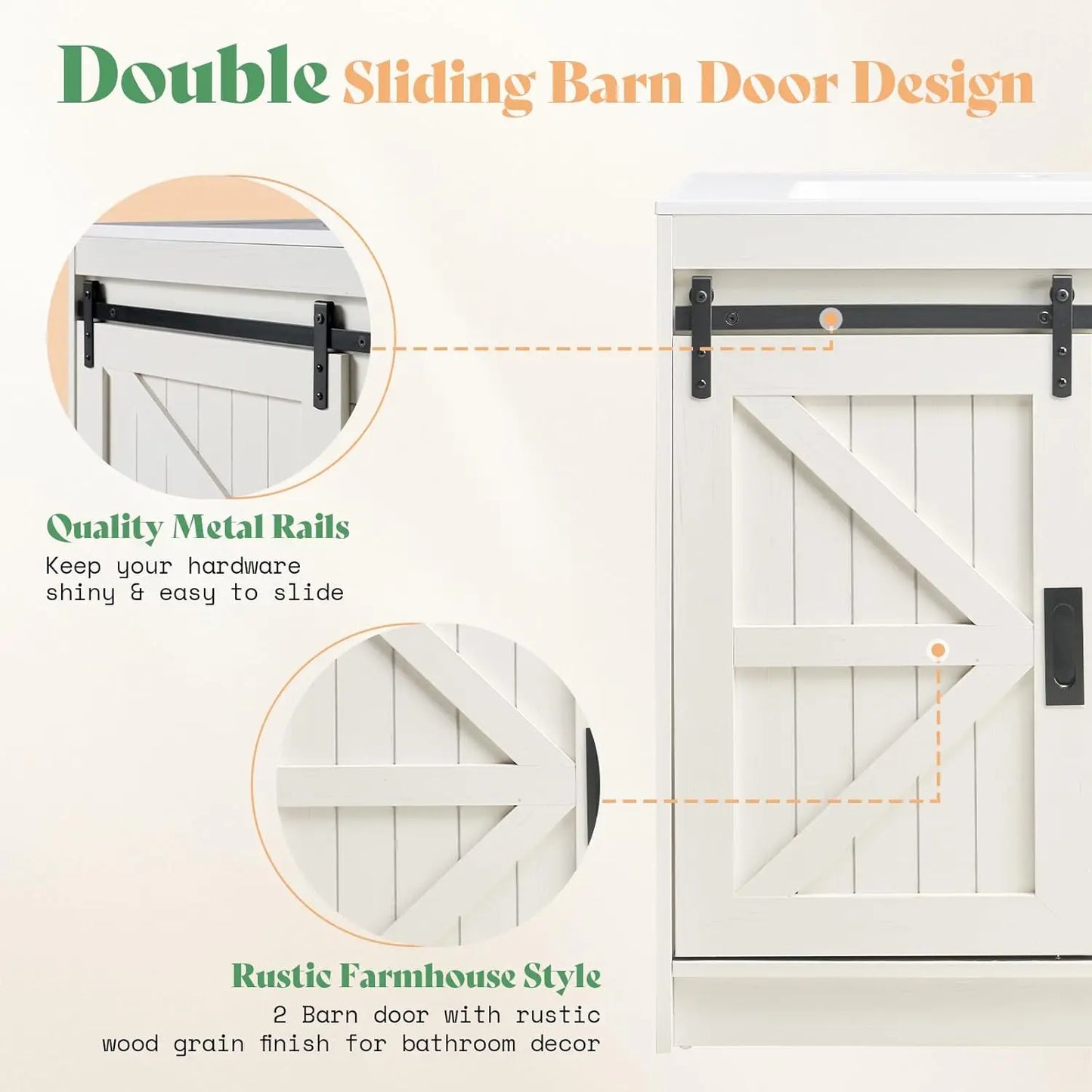 Double Vanity Sink Combo With Dual Basins Sliding Doors