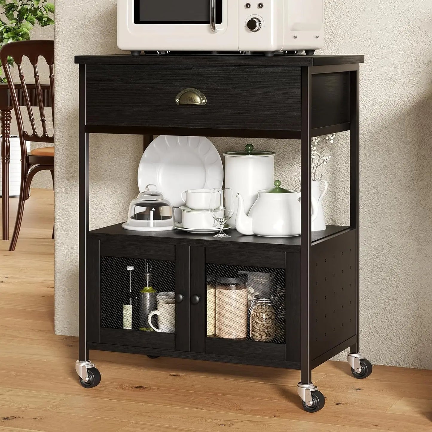MOYU Coffee Cart Station With Rolling Storage Drawer