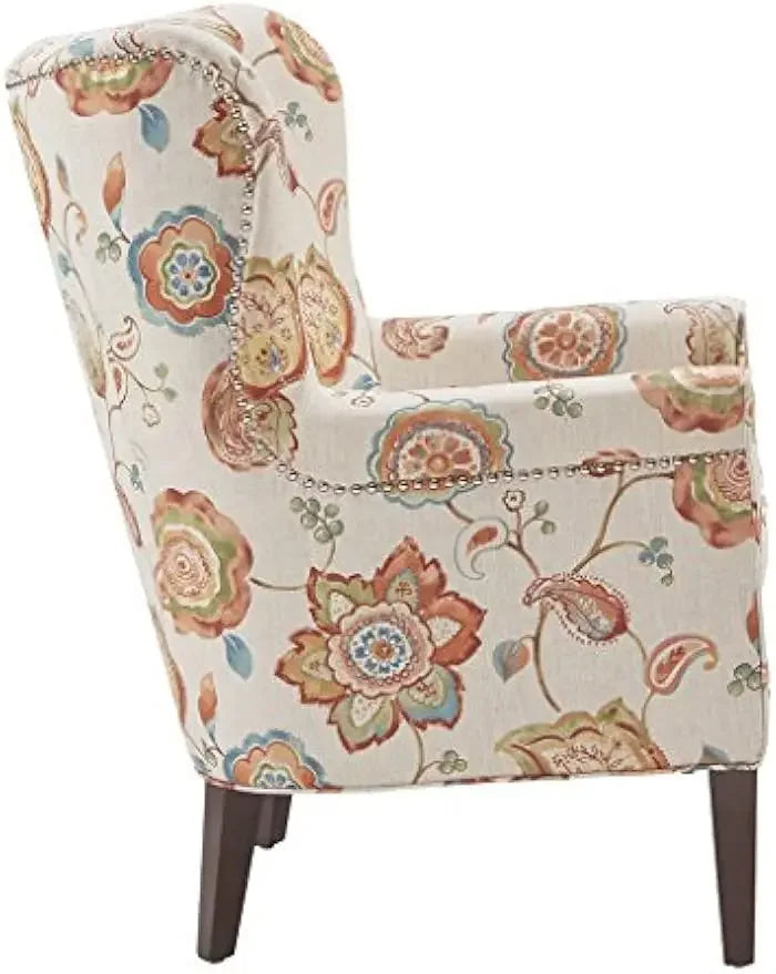 Colette Modern Wing Back Accent Chair Cream Hardwood Family Room Furniture