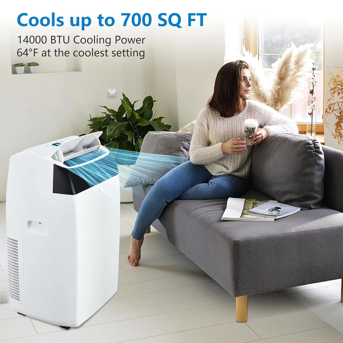 Adoolla 14000 BTU Portable Air Conditioner 3-In-1 Remote Control