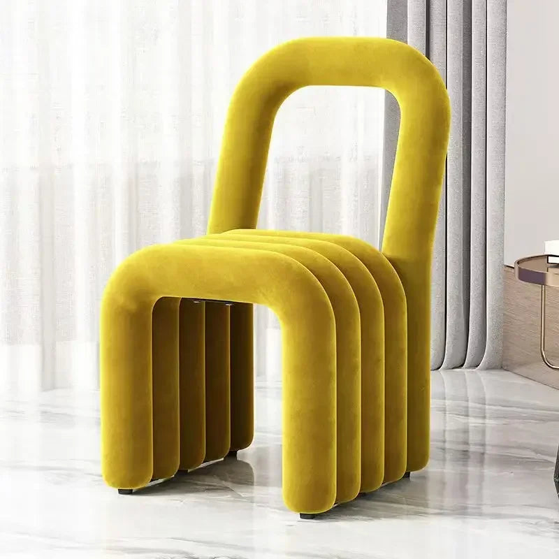 Plush Irregular Velvet Makeup Chair For Girls Bedroom