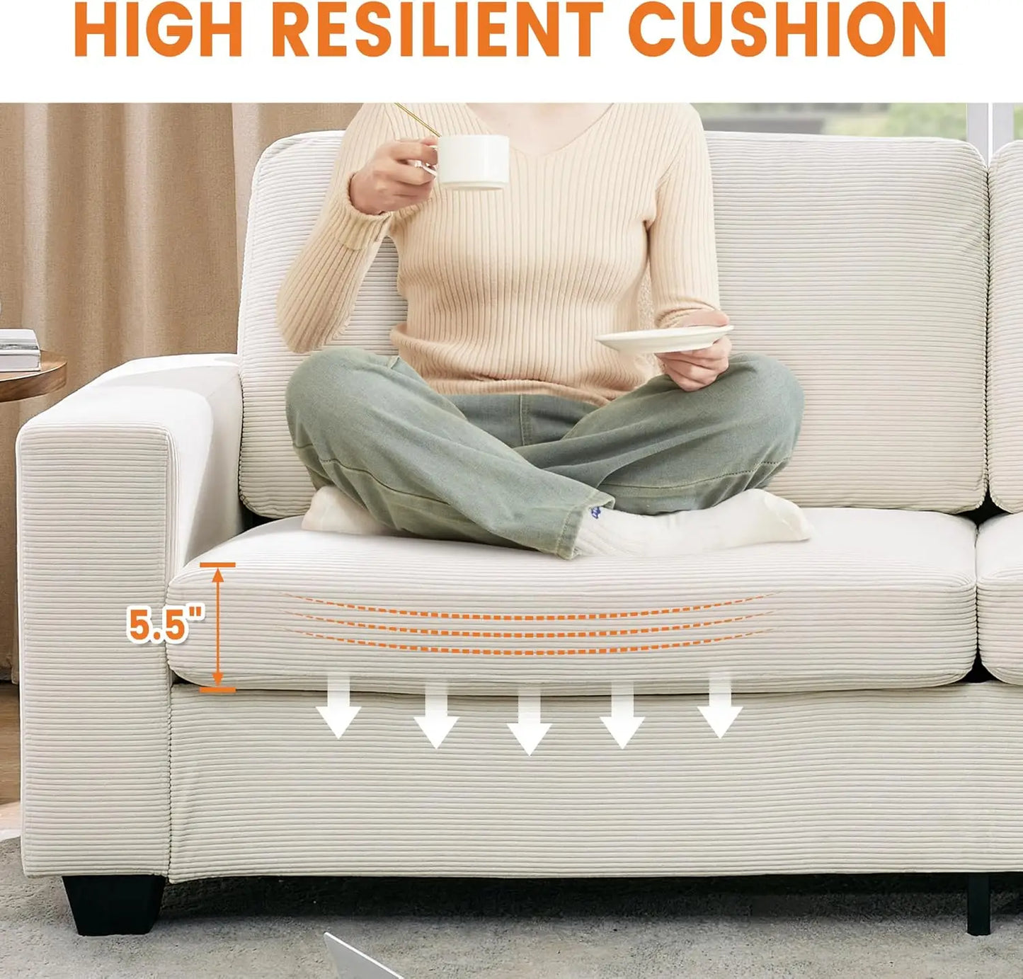 Studyset Corduroy Loveseat Sofa For Living Room Comfort