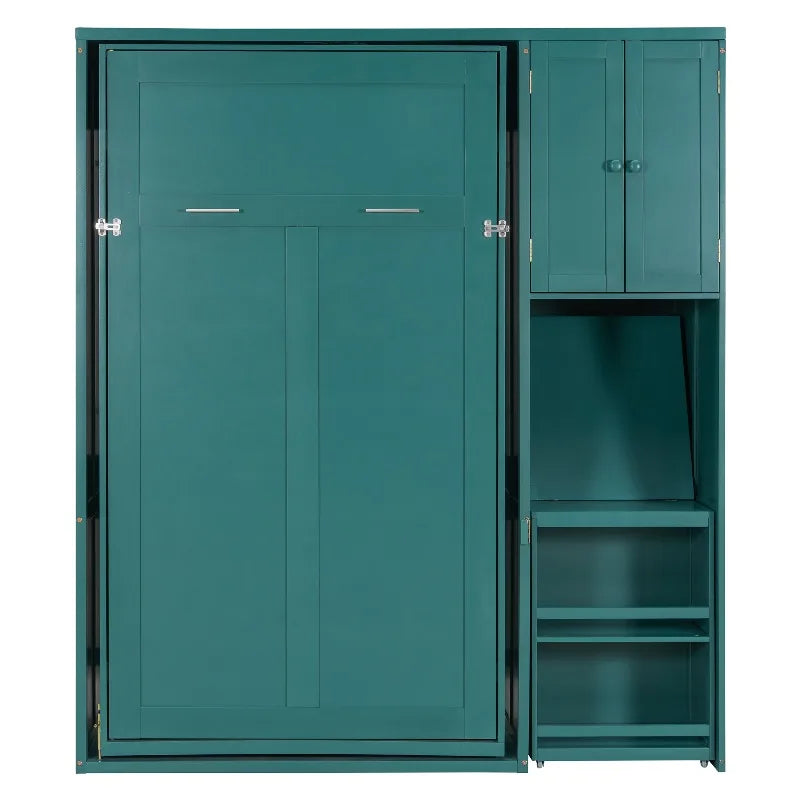 Rotating Wall Murphy Bed With Bookshelf And Extendable Desk