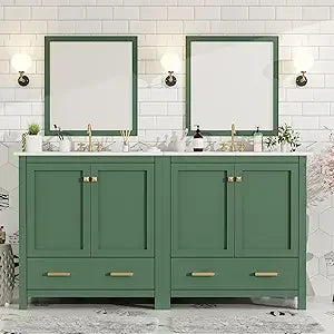 RBXC Solid Wood Bathroom Vanity With Double Sink And Storage
