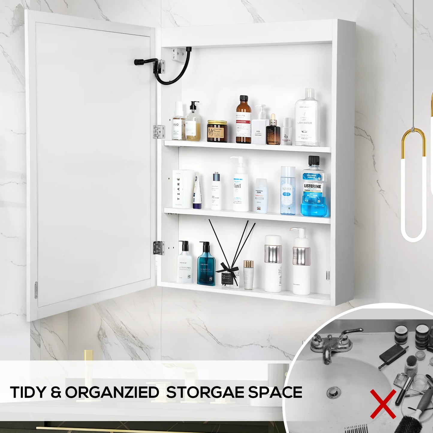 VOWNER LED Bathroom Medicine Cabinet Mirror Defogger