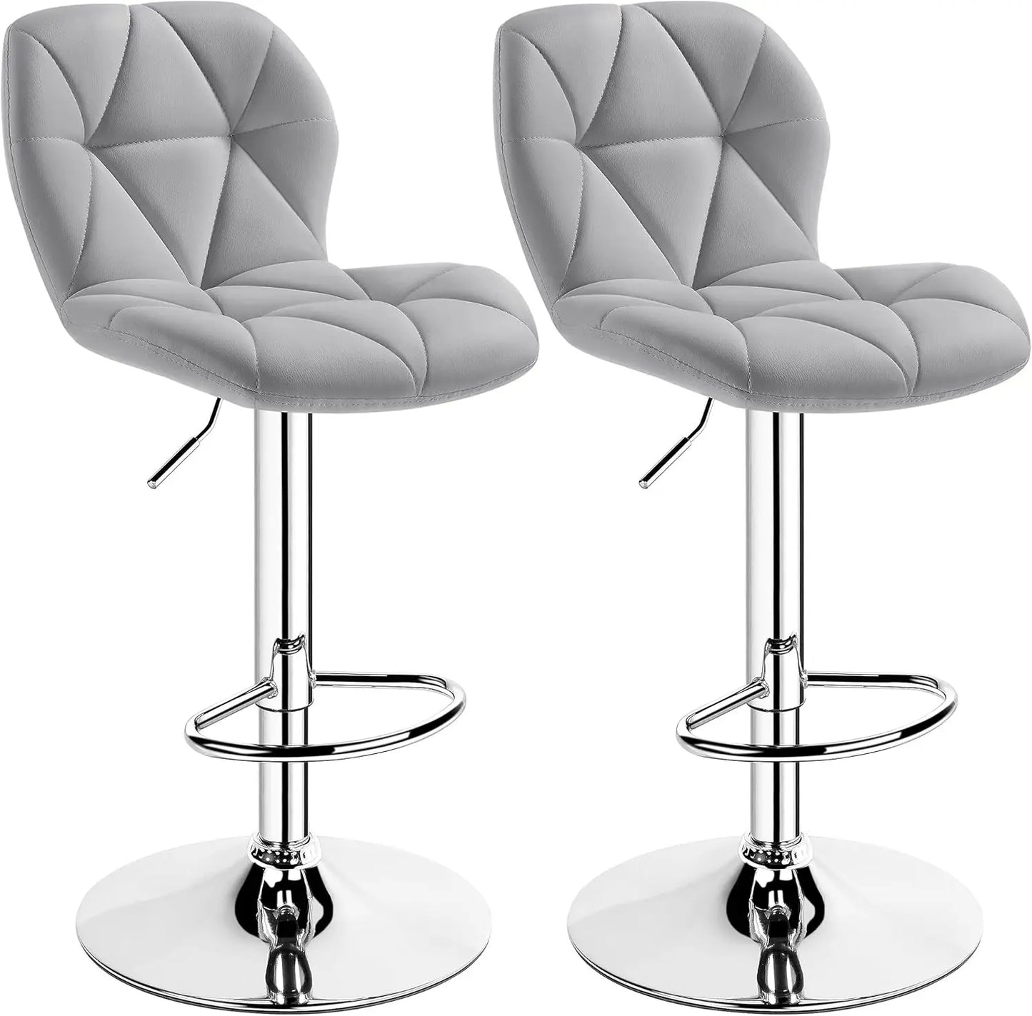 Bar Stools Set 2 Modern Adjustable PU Leather Swivel