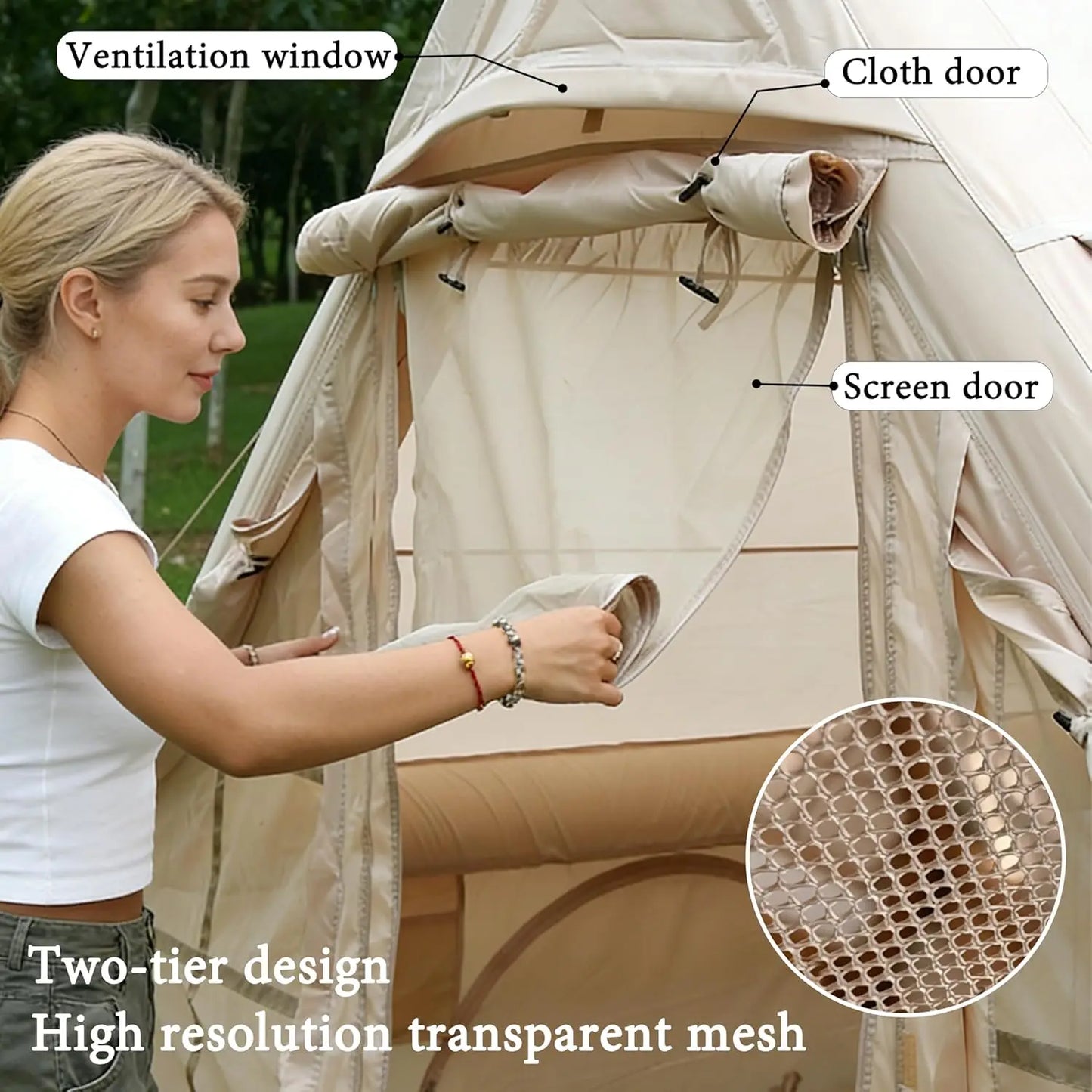 Inflatable Tent With Panoramic Skylight For Family Camping