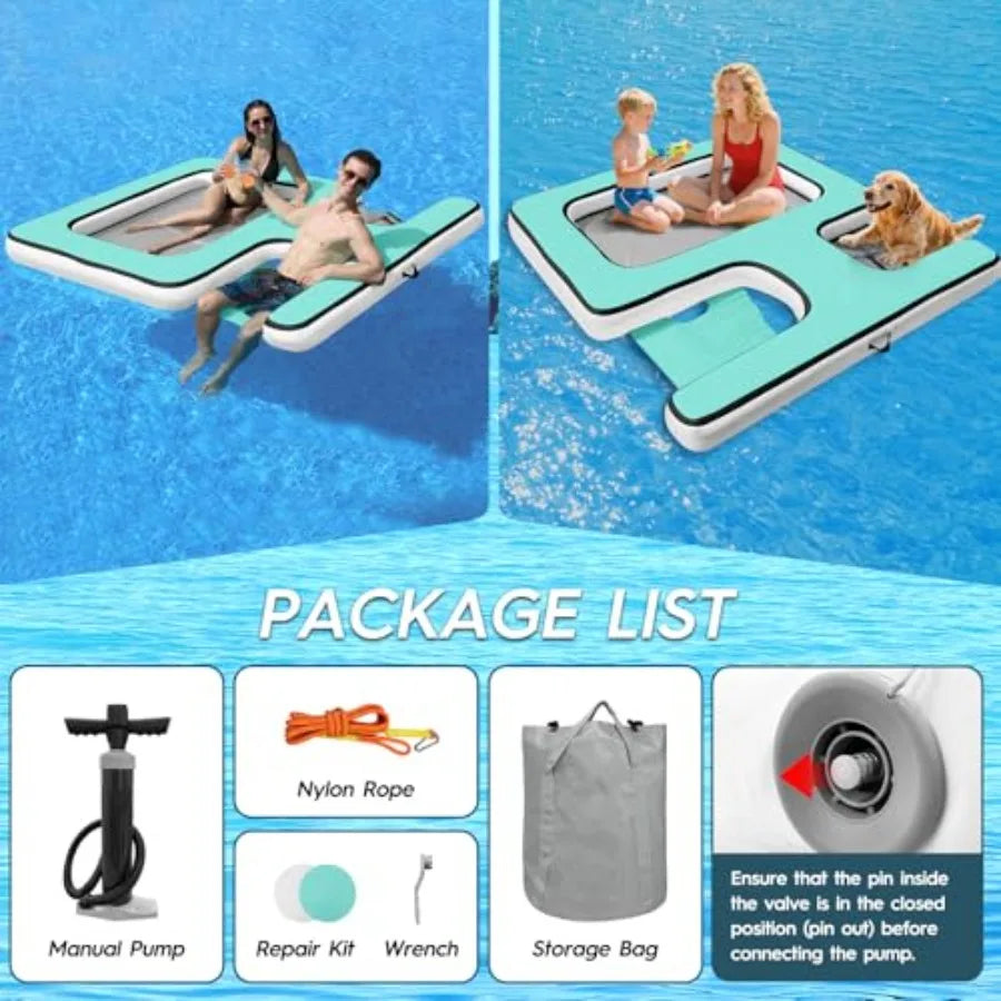 Inflatable Floating Dock Platform With Water Ramp And Ladder