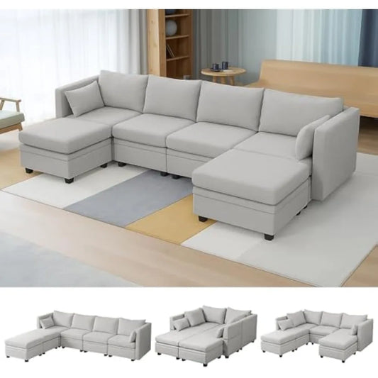 MKDK Modular Sectional Sofa With Storage U Shaped Couch