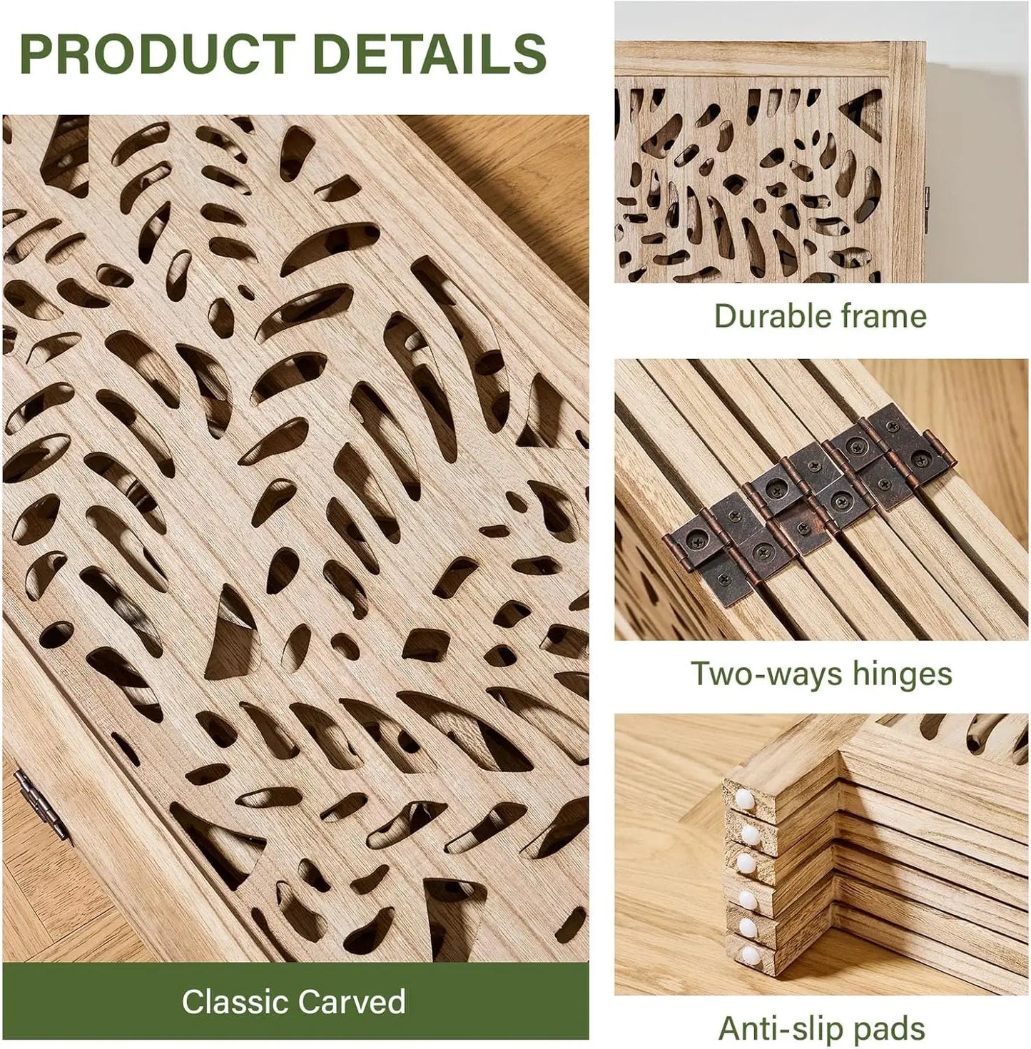 Folding Decorative Wood Screen Dividers Panel For Home Use