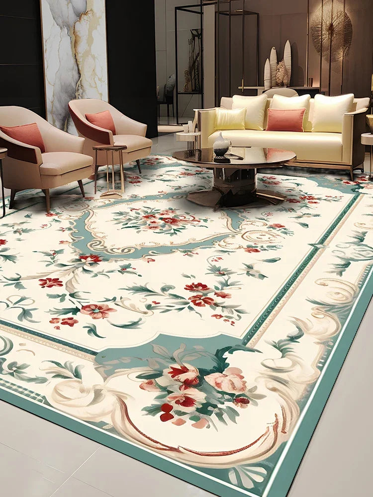 Pastoral Style Polyester Floor Rug for Living Room Bedroom