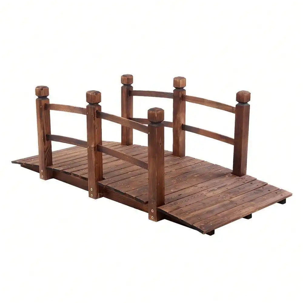Wooden Garden Bridge Walkway With Double Rails Durable