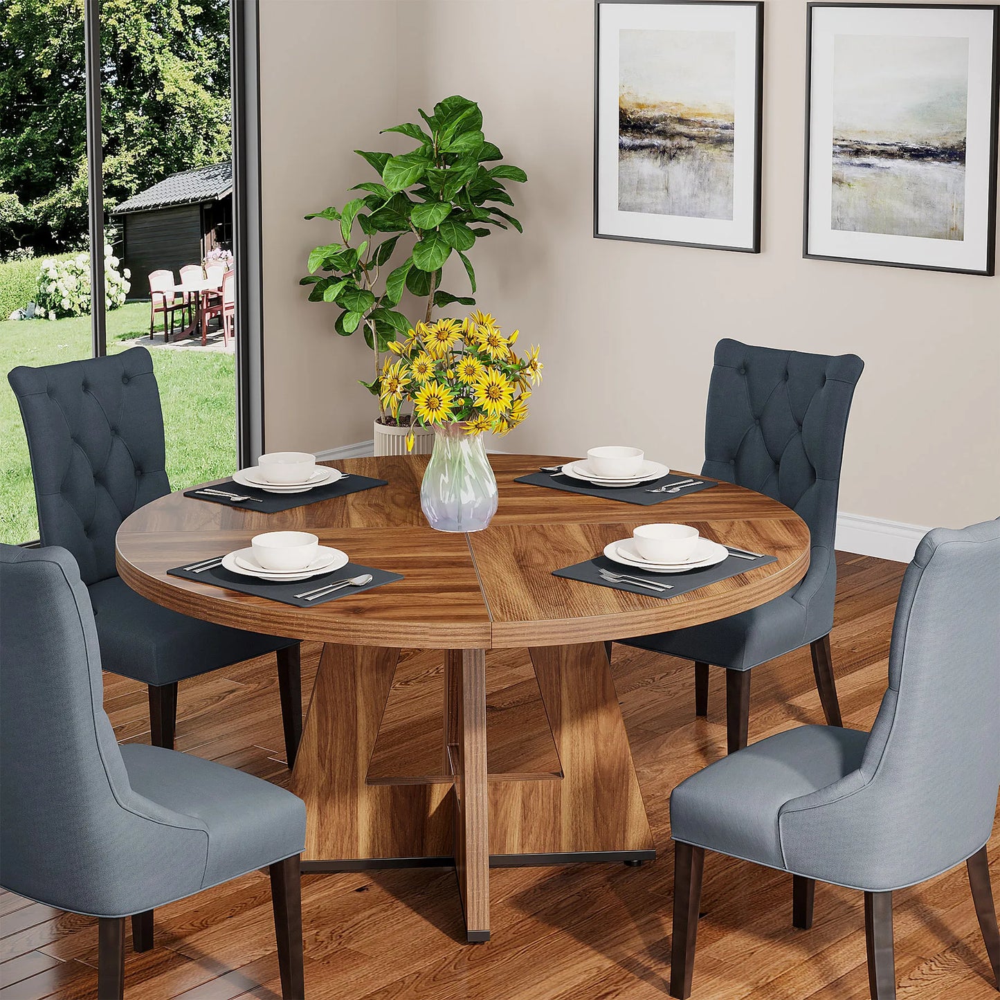 Tribesigns Round Dining Table For 4 Kitchen Dining Room