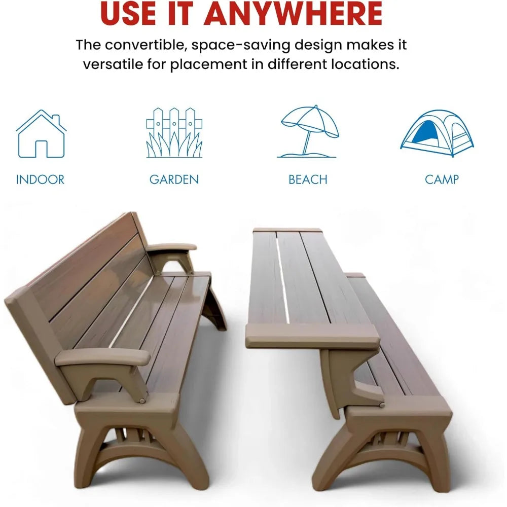 DAFIFY Two in One Outdoor Bench Picnic Table Weatherproof
