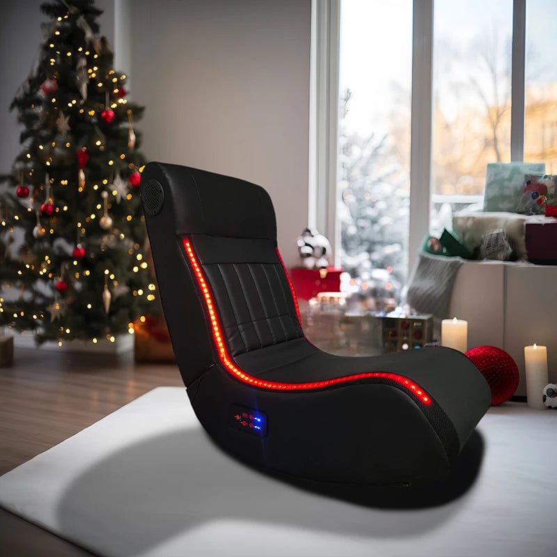 Foldable Gaming Chair With Onboard Speakers LED Strip Lighting USB Charging