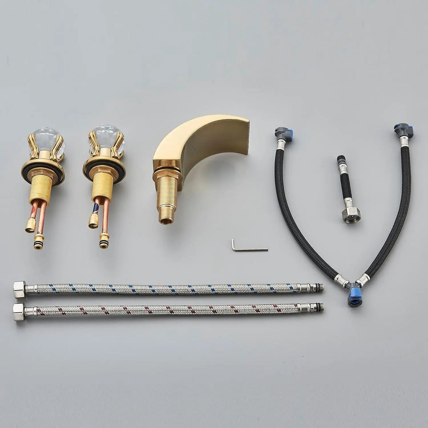 Quyanre LED Widespread Bathroom Faucet Waterfall
