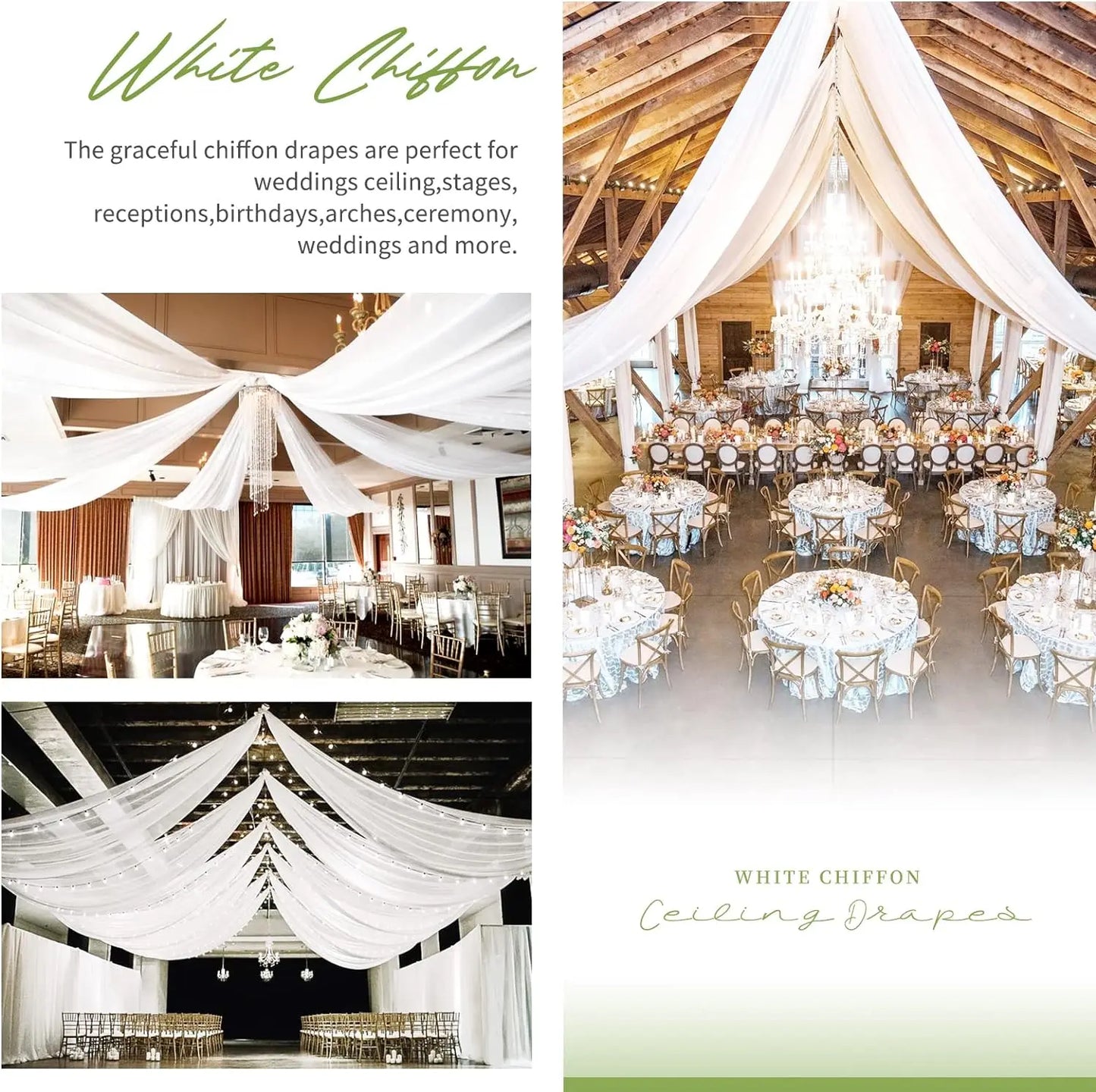 Hign-concerned Chiffon Ceiling Drapes Wedding Arch Draping