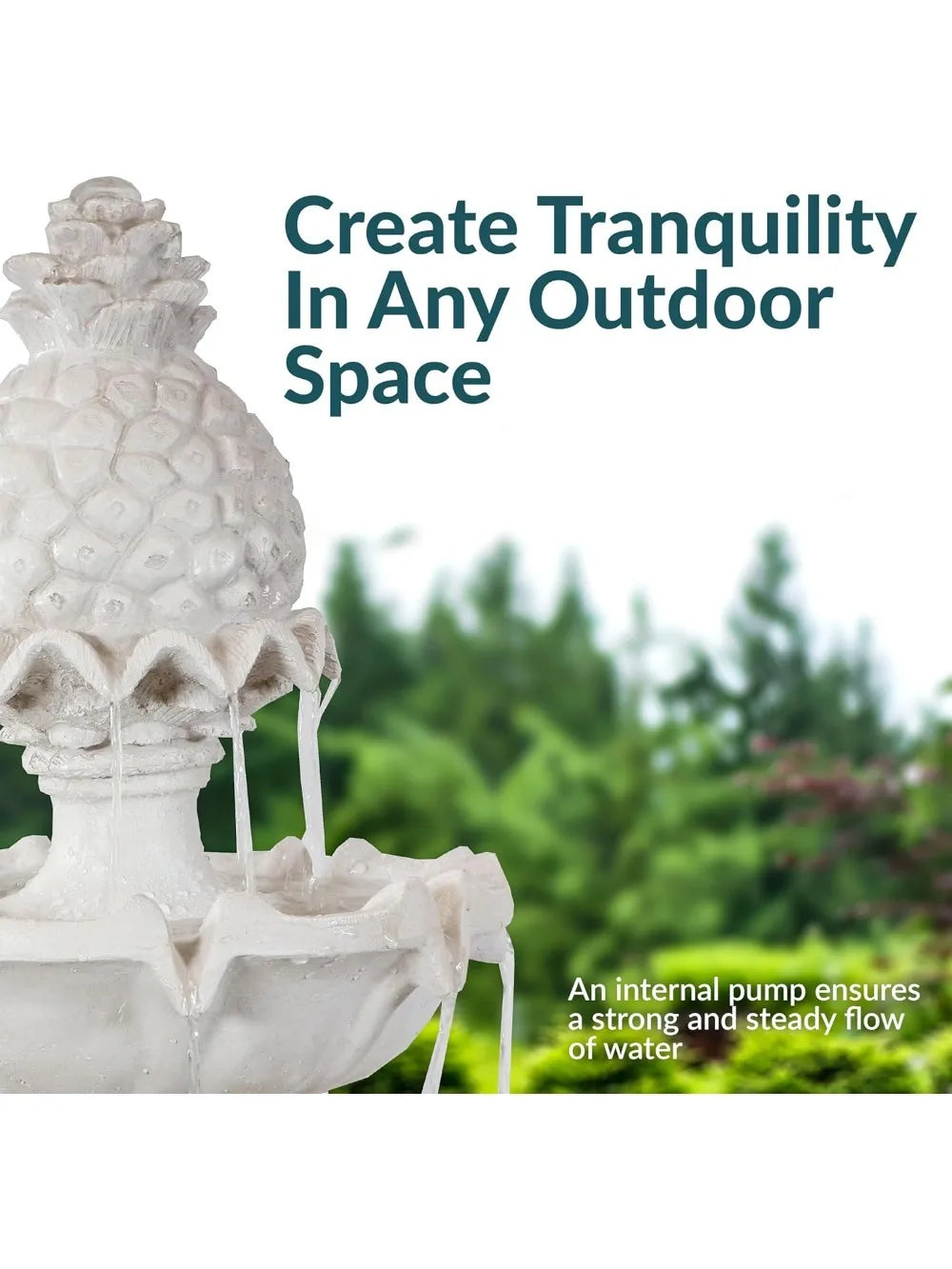 Welcome 3 Tier Water Fountain for Garden with Pineapple Topper