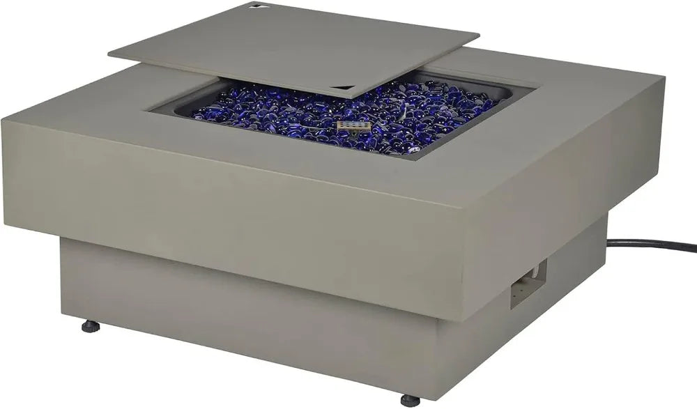 Outdoor Gas Fire Pit Table 50,000-BTU With Lid Hose