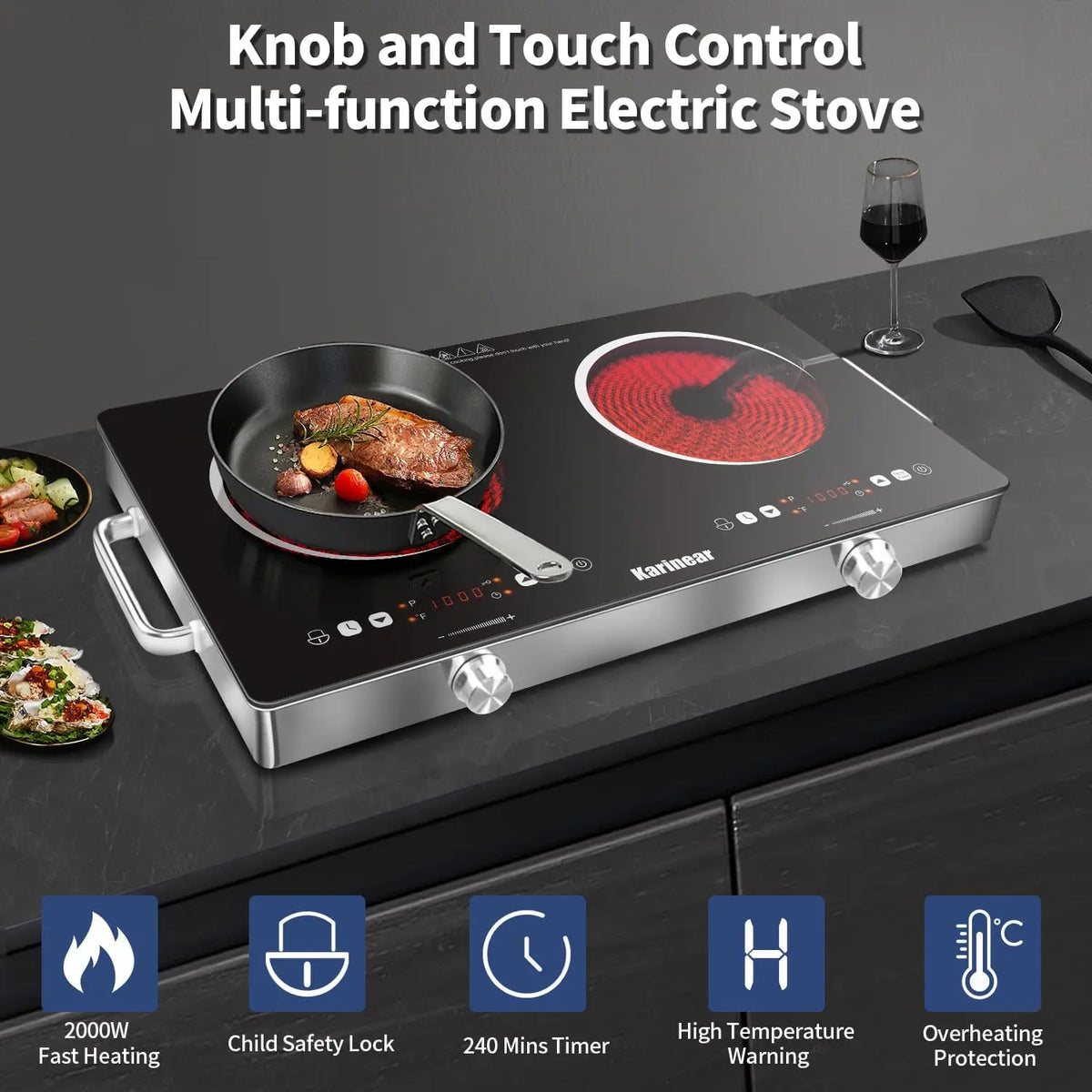 Karinear Ceramic Hob With Safety Lock And Touch Control