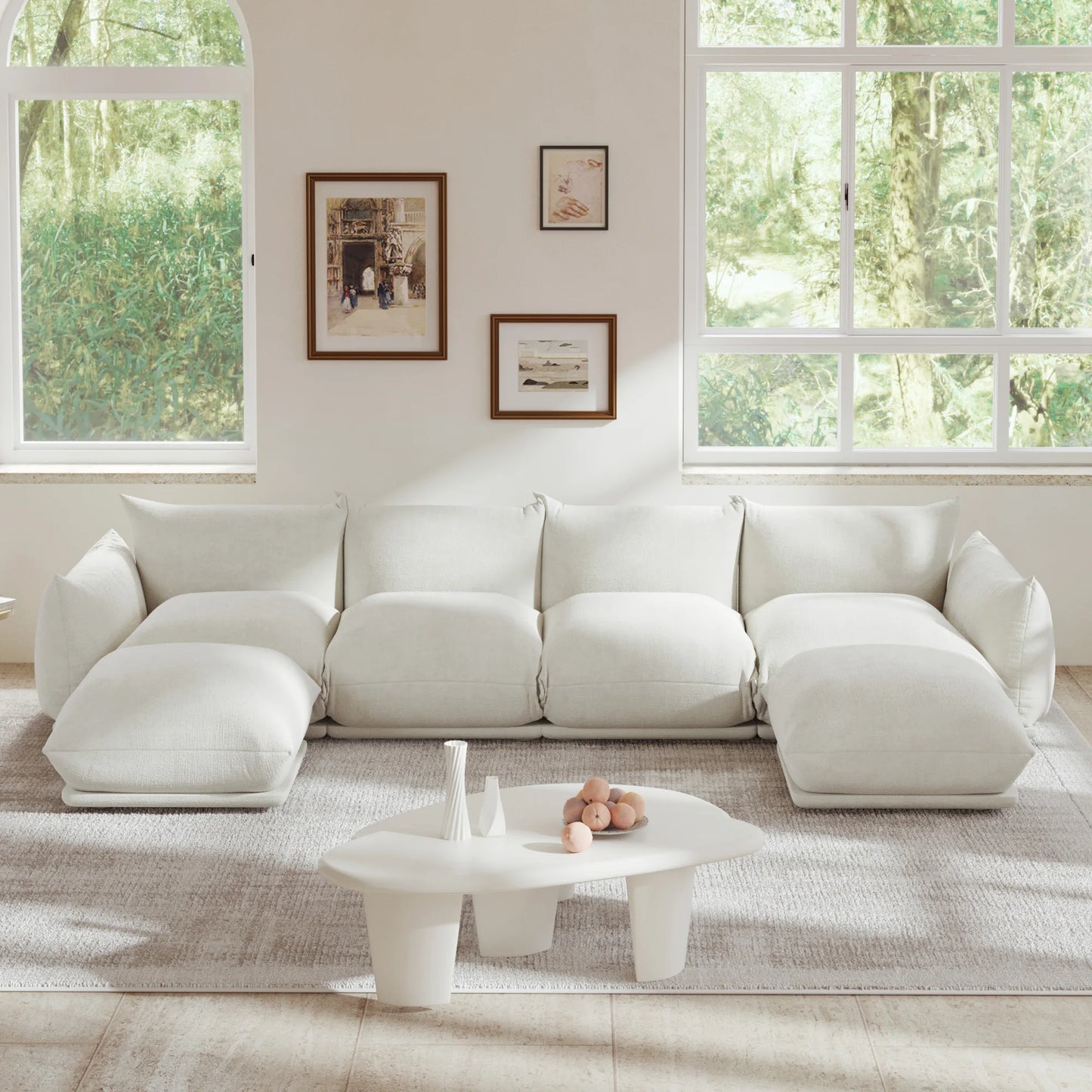 CN Guangdong Sectional Sofa Chenille U Shaped Comfort