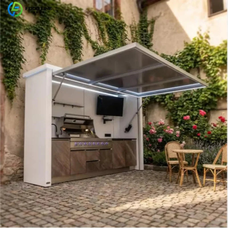 Outdoor Stainless Steel BBQ Pod With Sink And Fridge