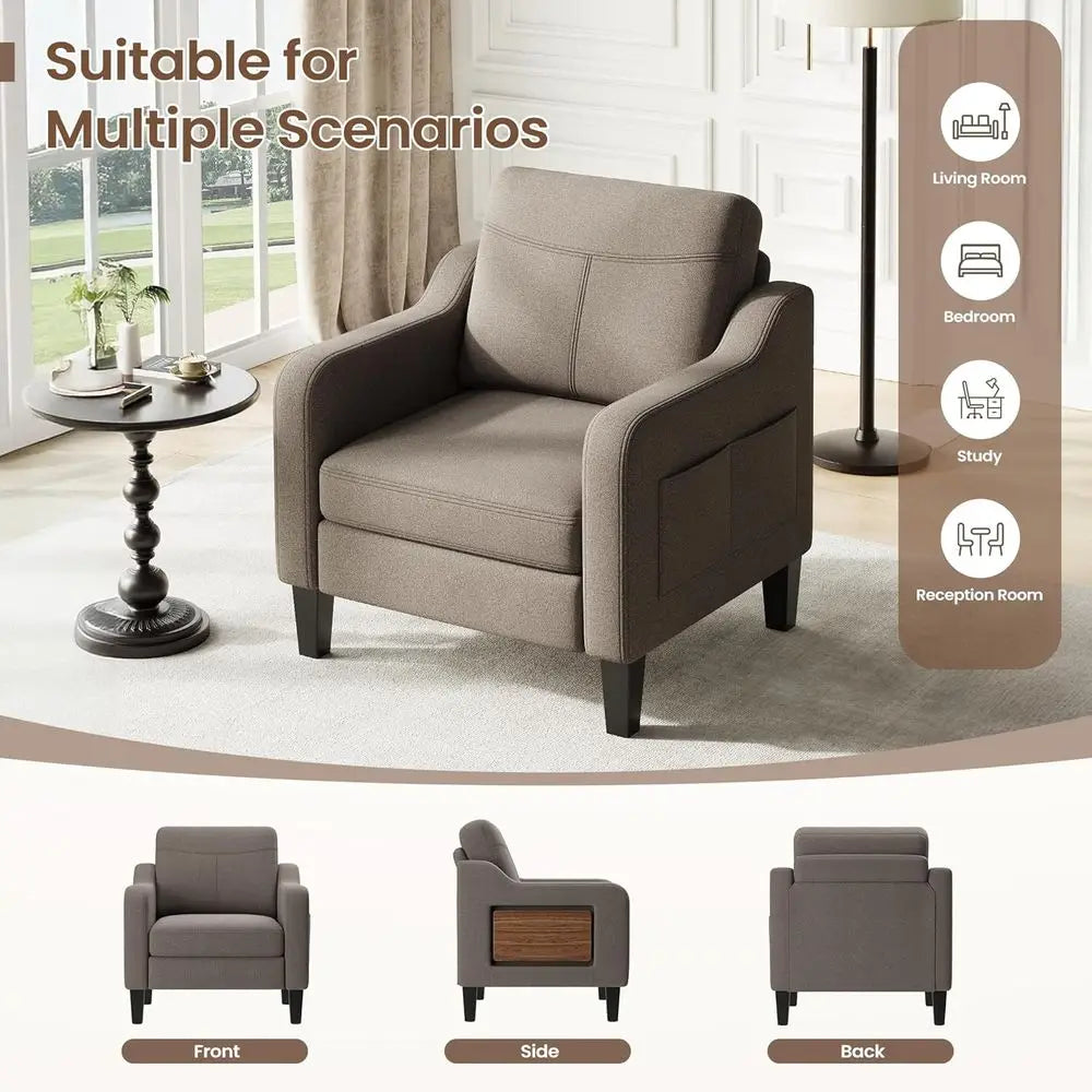 Adjustable Side Table Accent Chair With Storage