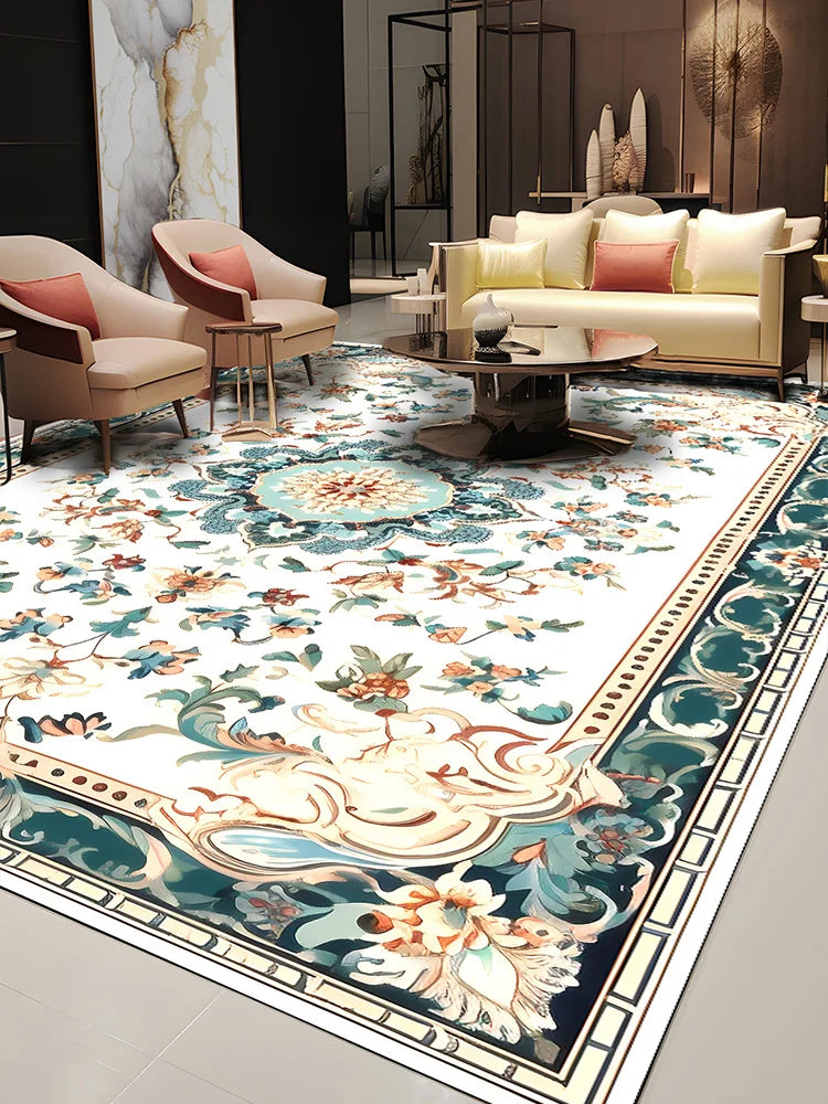 Pastoral Style Polyester Floor Rug for Living Room Bedroom