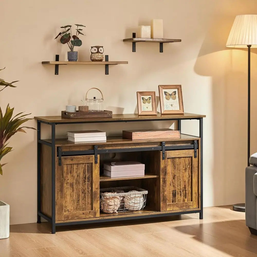 Industrial Rustic TV Stand With Storage For 55 Inch