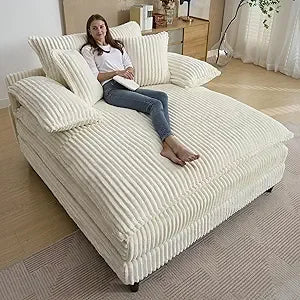 RBXC Oversized Upholstered Corduroy Chaise Lounge Sofa