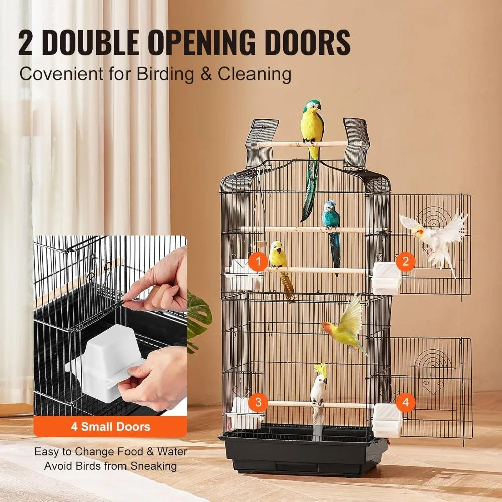Stainless Steel Open Top Parrot Cage For Large Birds